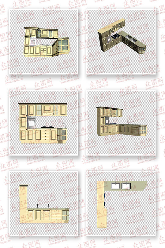 整体厨柜组合360度图例