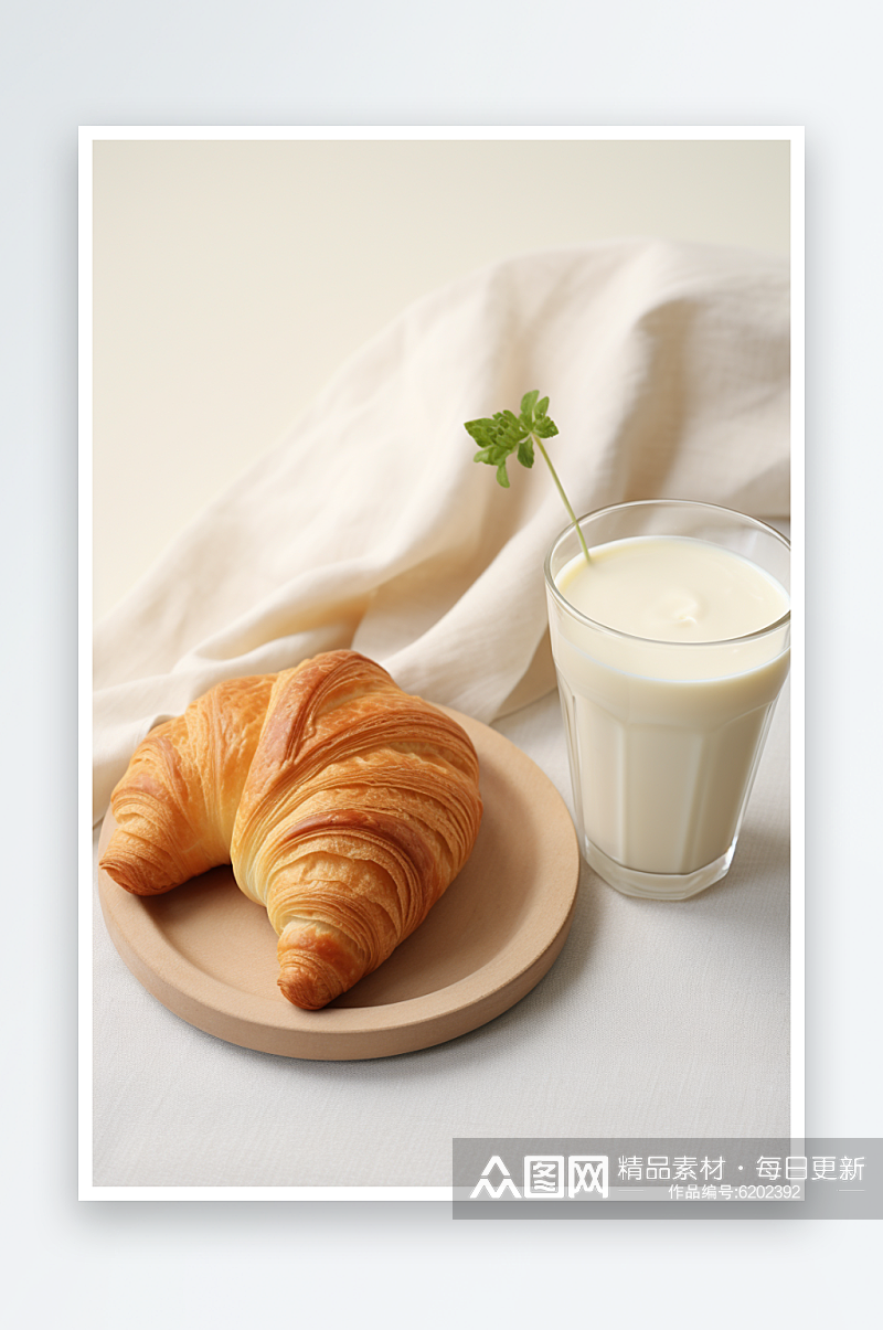 营养早餐牛奶牛角包素材