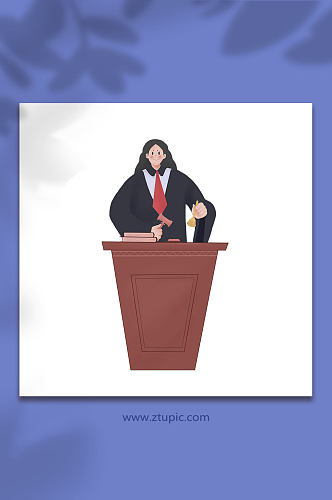 模拟法庭法官人物插画