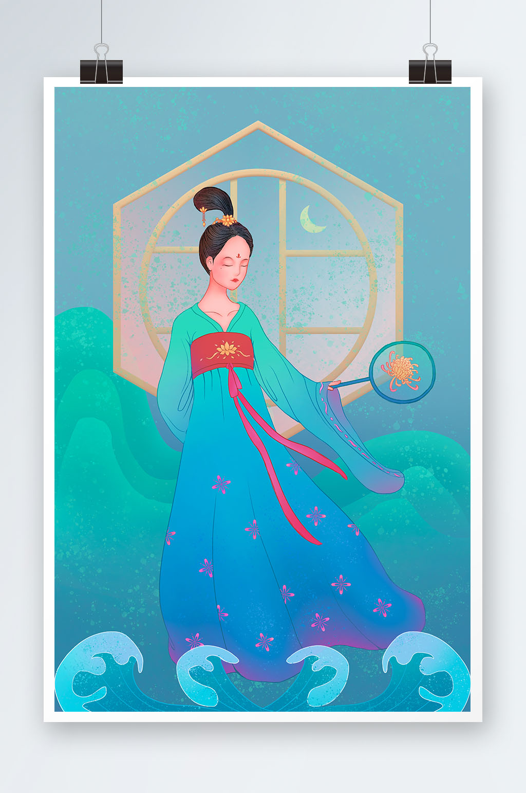 国潮古风汉服人物插画素材