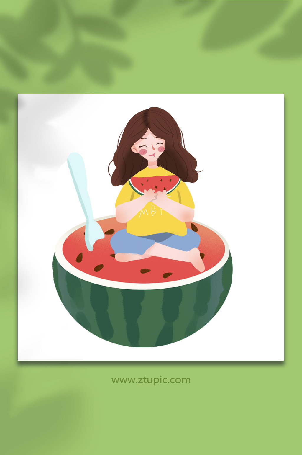夏至节气人物插画元素素材