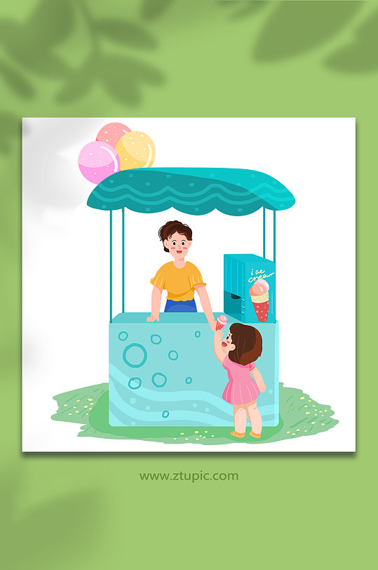 冰淇淋摆摊人物商业插画