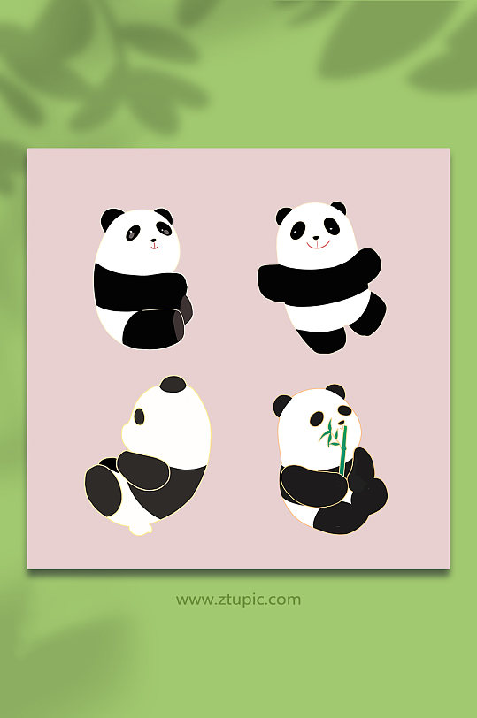 可爱熊猫插画动物元素