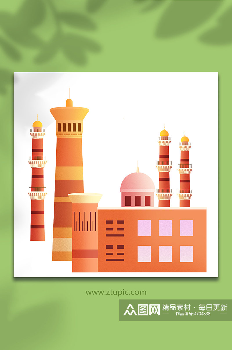 新疆国际大巴扎城市建筑插画元素素材