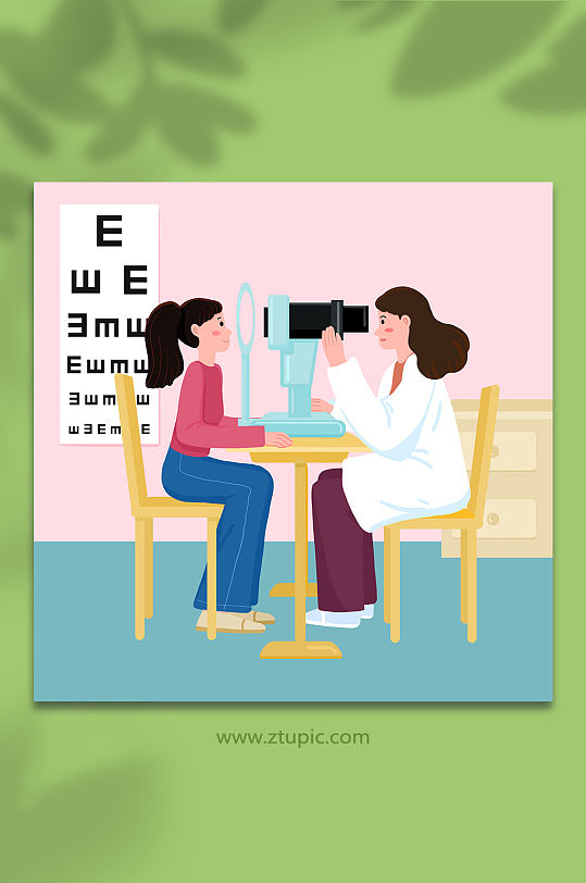 视力检查预防近视爱眼人物插画