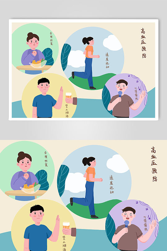 高血压预防高血压人物插画-众图网