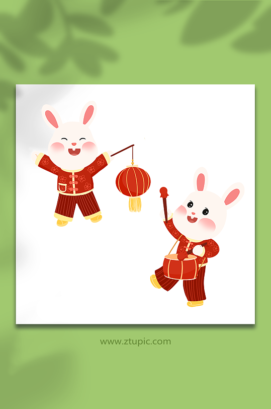 兔年春节小兔子插画元素