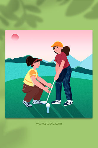 高尔夫教练高尔夫运动人物插画