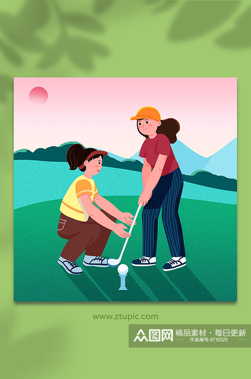高尔夫教练高尔夫运动人物插画素材