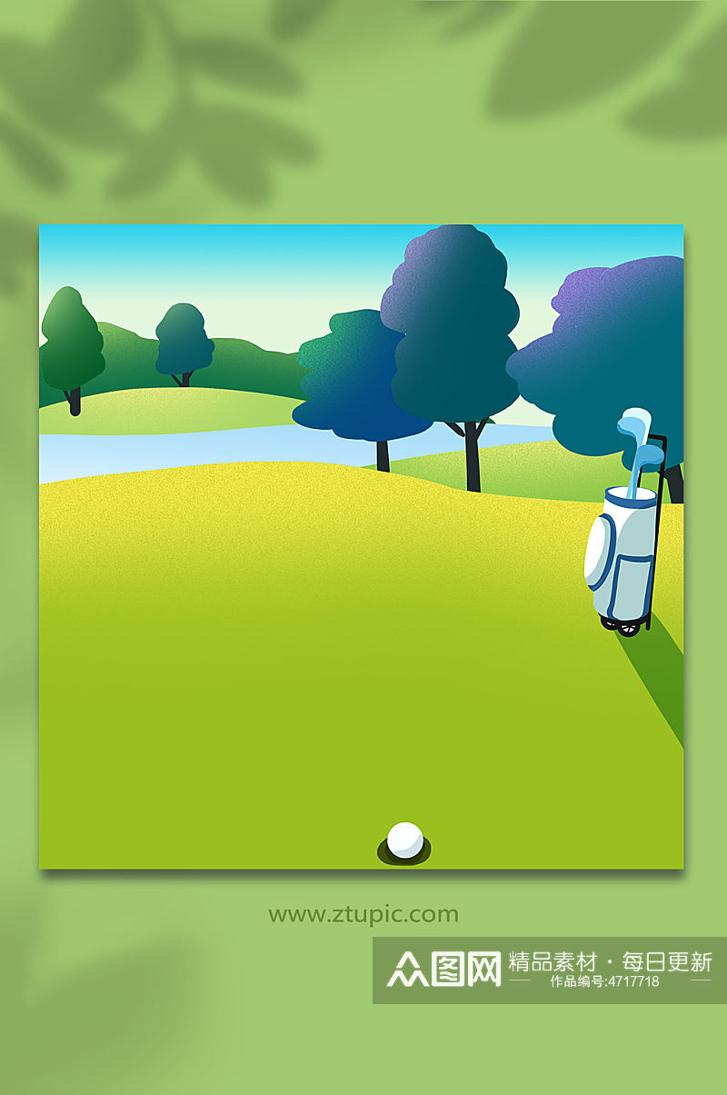 扁平肌理高尔夫球场插画背景素材