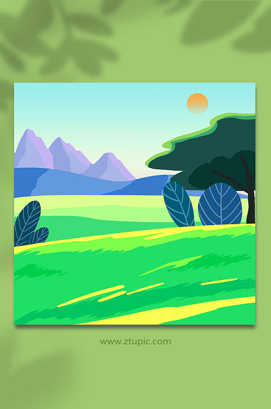 扁平公园草坪插画背景