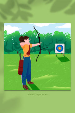 女子射箭训练射箭运动人物插画