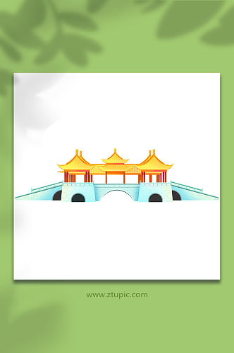 五亭桥扬州城市地标建筑元素