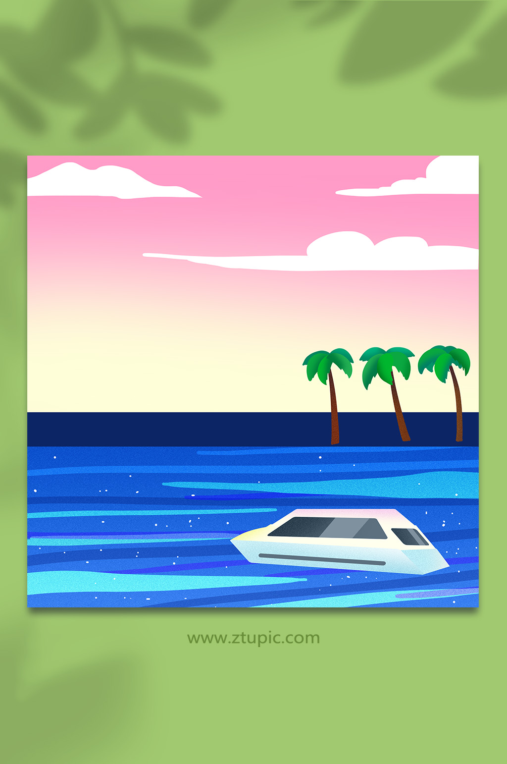 海上风光扁平插画背景素材