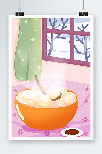 吃饺子立冬节气插画背景