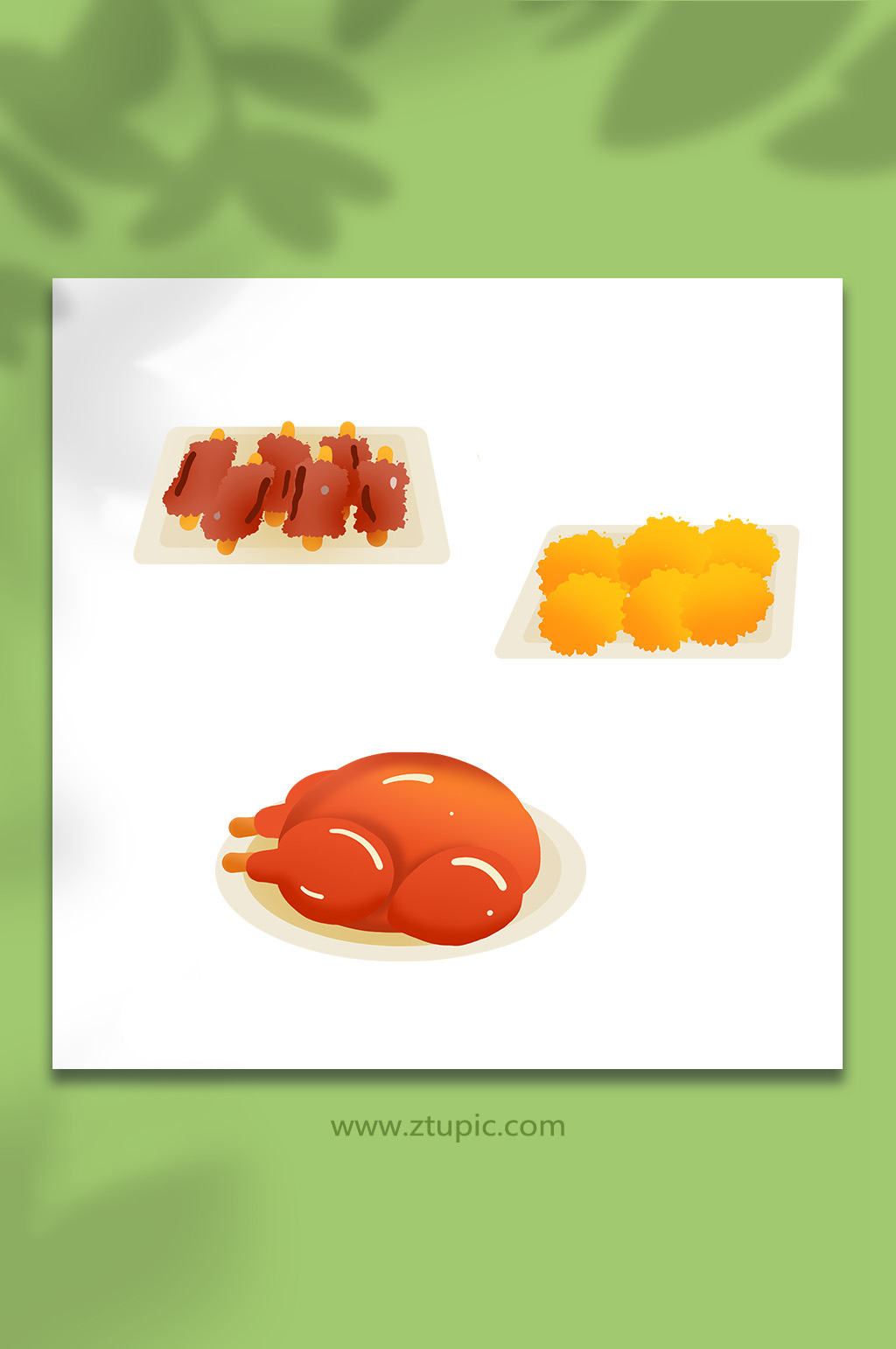 感恩节火鸡等美食插画元素素材