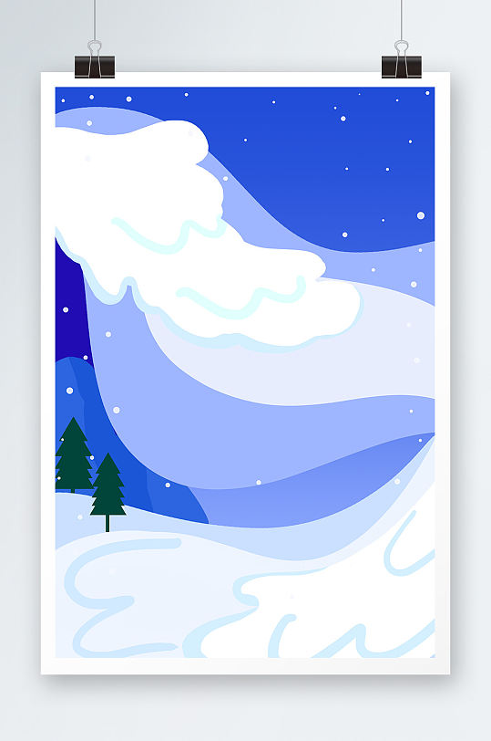 扁平户外滑雪冬季插画背景图