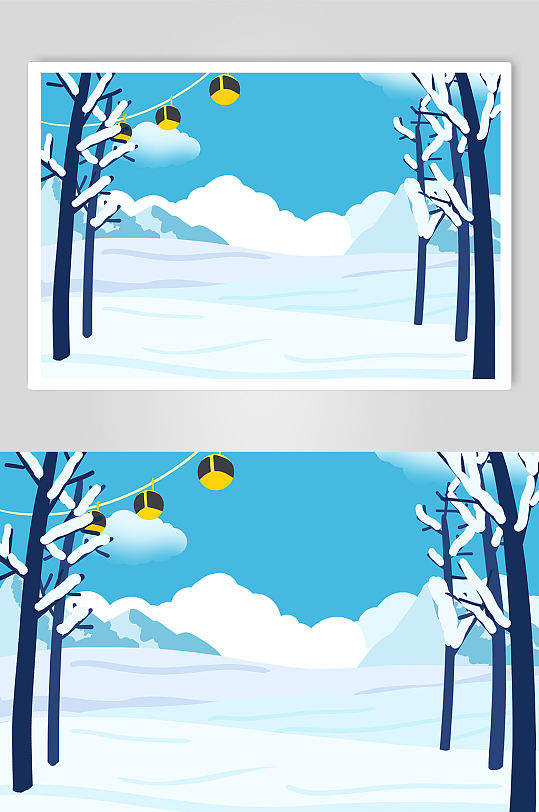 冬季户外滑雪插画背景图