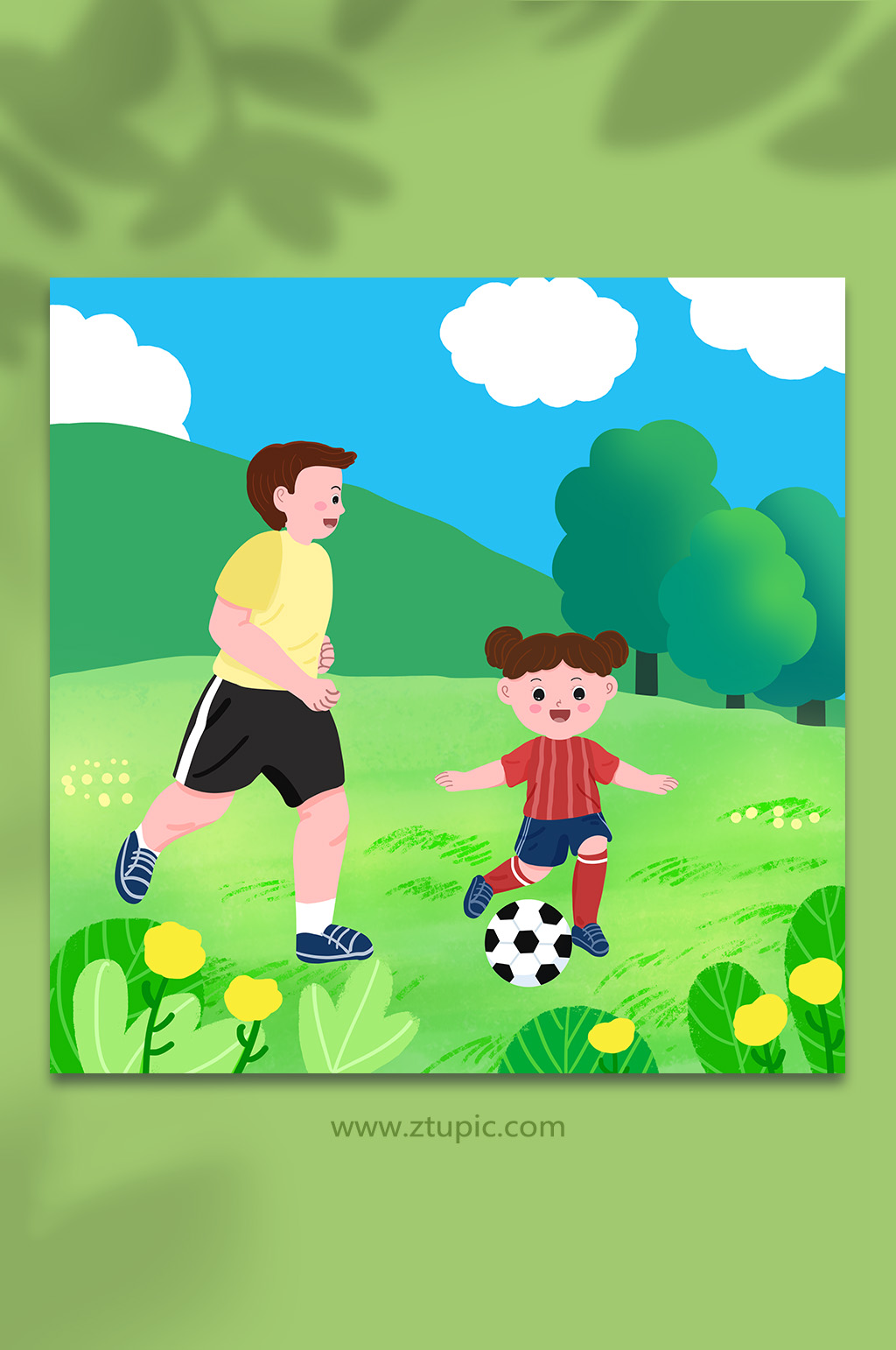 可商用守门员踢足球人物插画立即下载男女孩踢足球动作运动员卡通人物