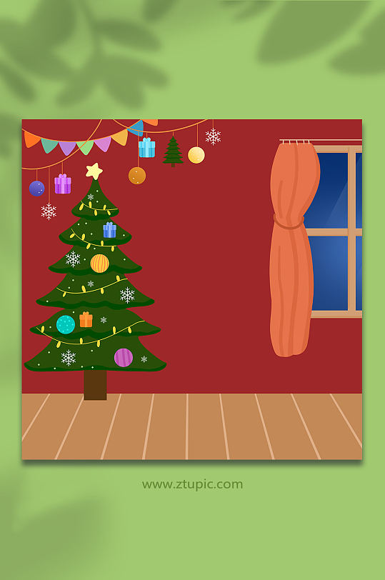 圣诞节室内温馨圣诞树背景图