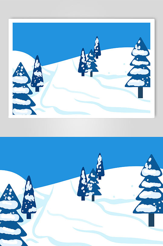 扁平滑雪风景插画背景图