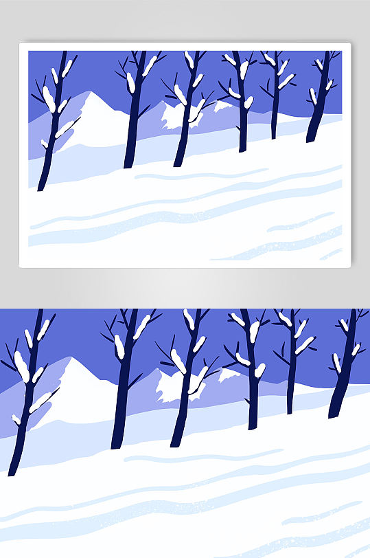 室外冬季雪景插画背景图
