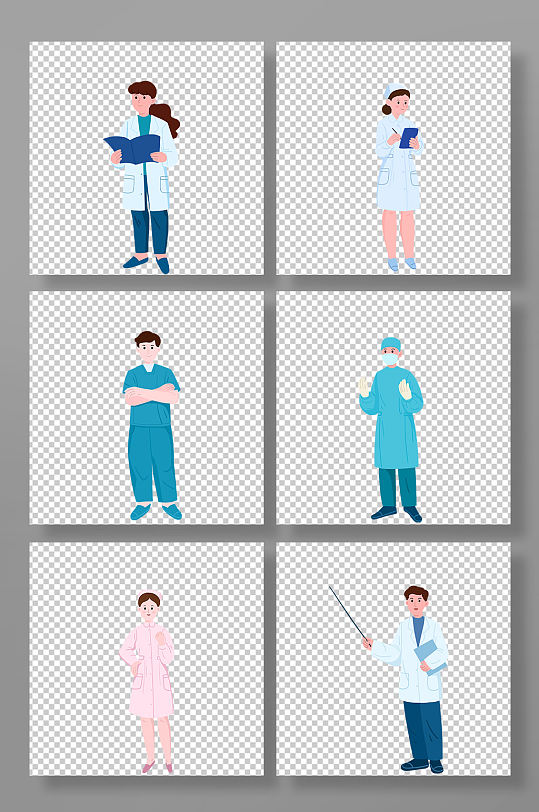 外科医生医护人员工作人物元素插画-众图网