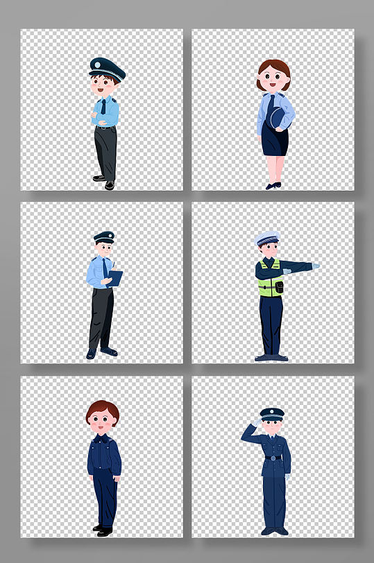 巡警交警警察元素插画