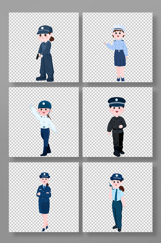 卡通可爱警察人物元素插画-众图网