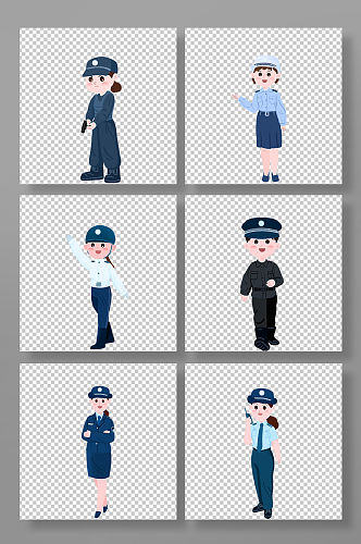 卡通可爱警察人物元素插画