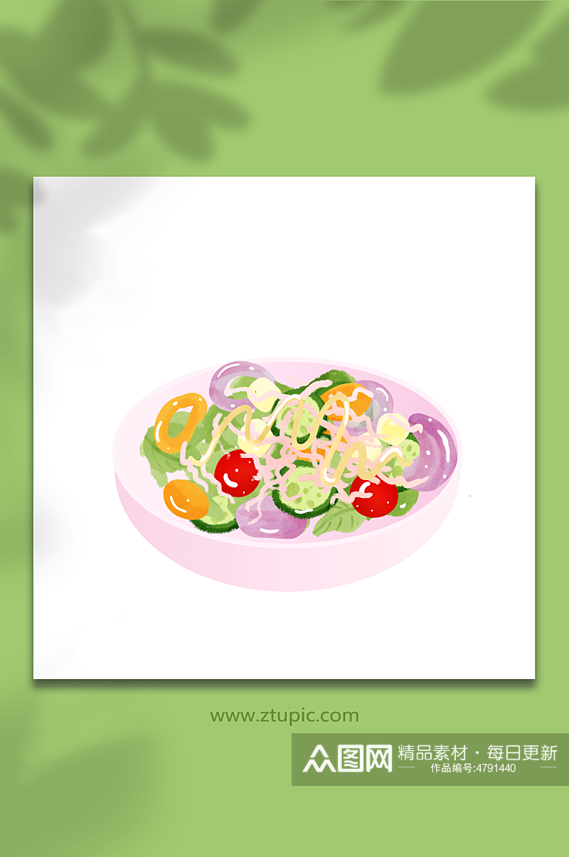 沙拉美味西餐美食插画元素素材