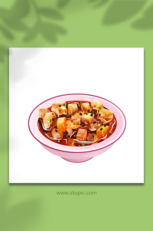 麻辣豆腐成都特色美食元素插画-众图网