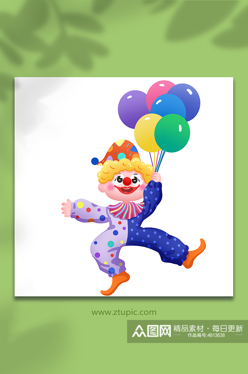 气球小丑人物元素插画素材