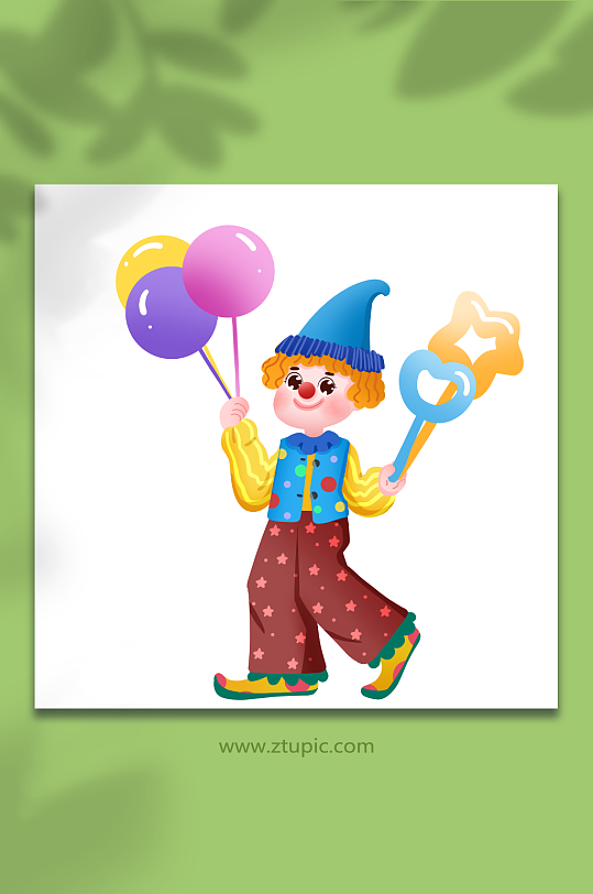 气球愚人节小丑人物角色元素插画