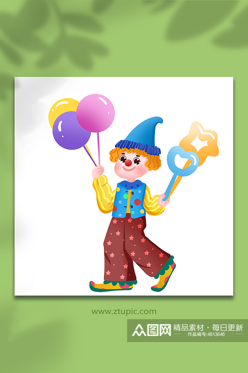 气球愚人节小丑人物角色元素插画素材