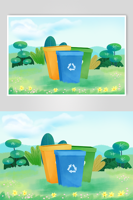 垃圾分类从我做起环保插画背景图