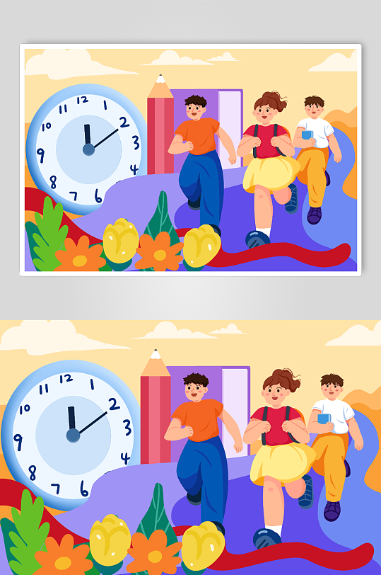 扁平高考冲刺加油人物插画-众图网