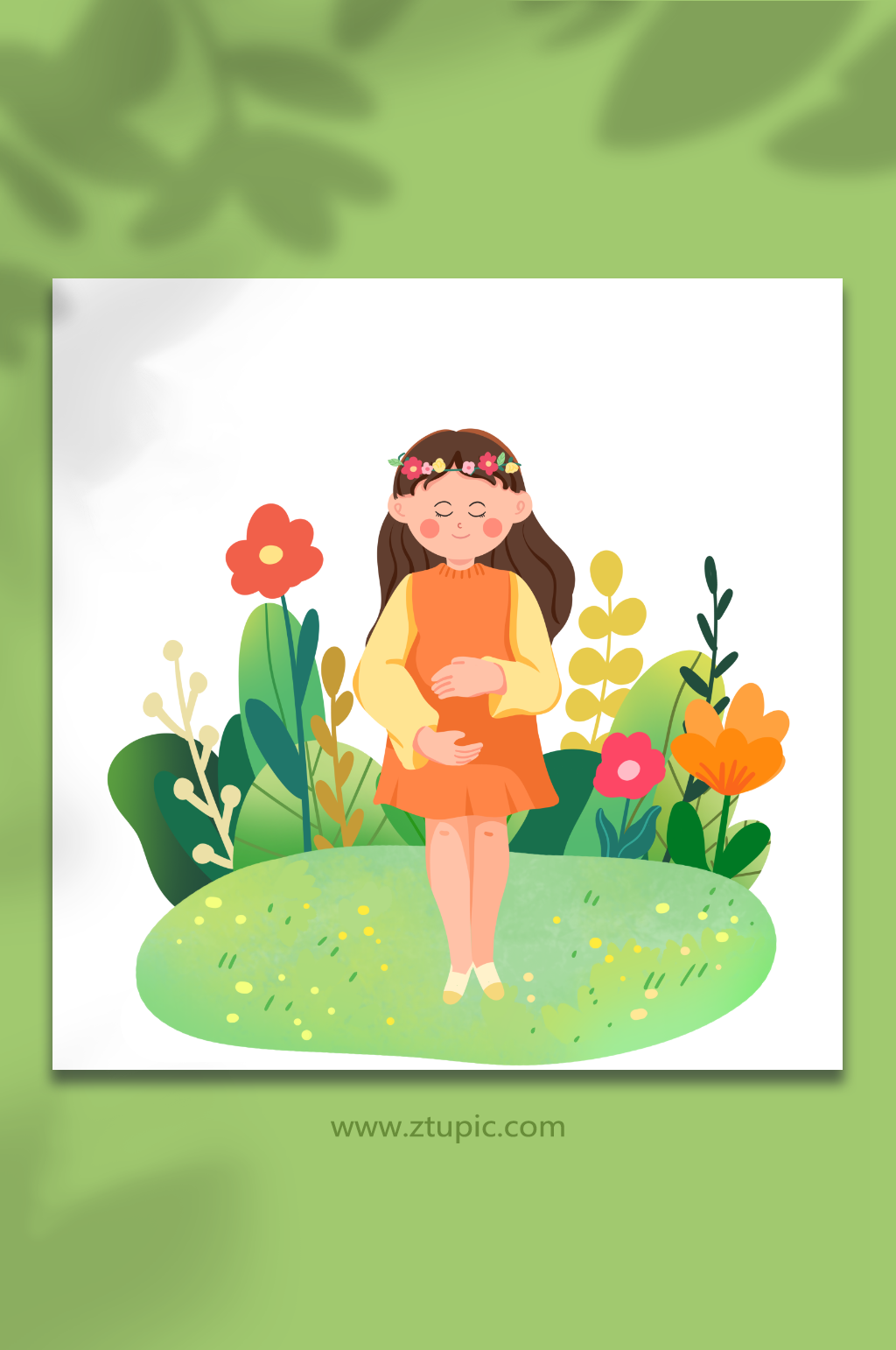 甜蜜孕妈母亲节人物元素插画素材
