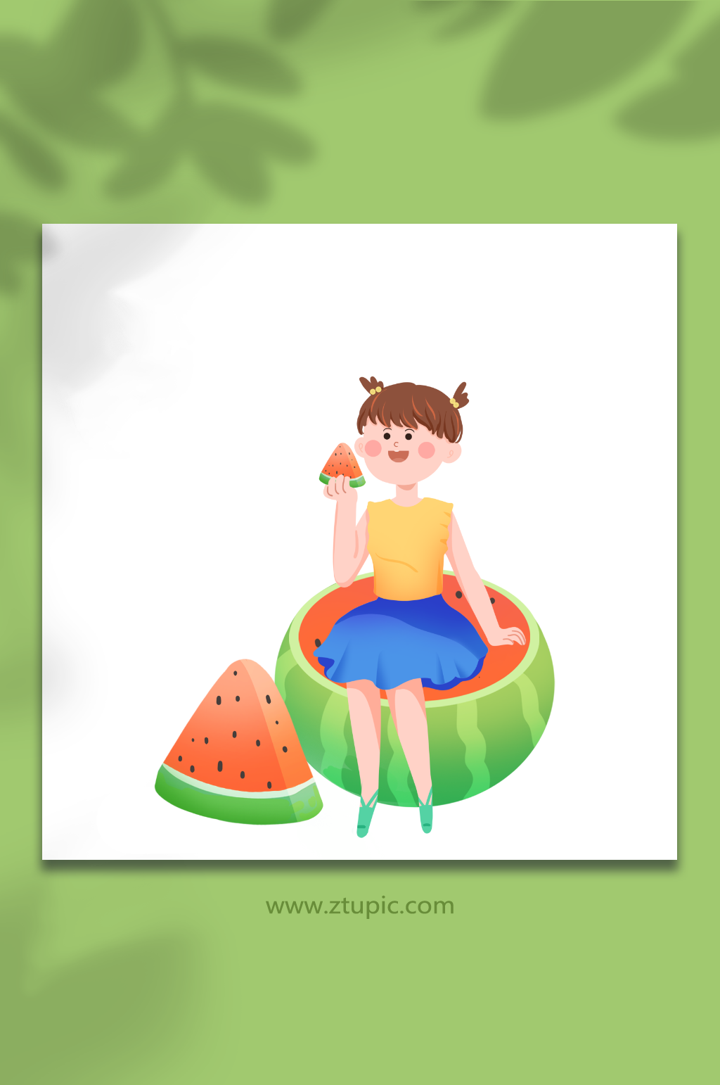 女孩清凉立夏节气夏天人物元素插画素材