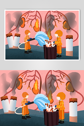 吸烟有害世界无烟日人物插画