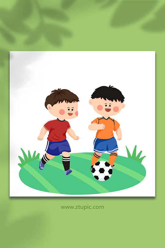 踢足球儿童运动人物元素插画