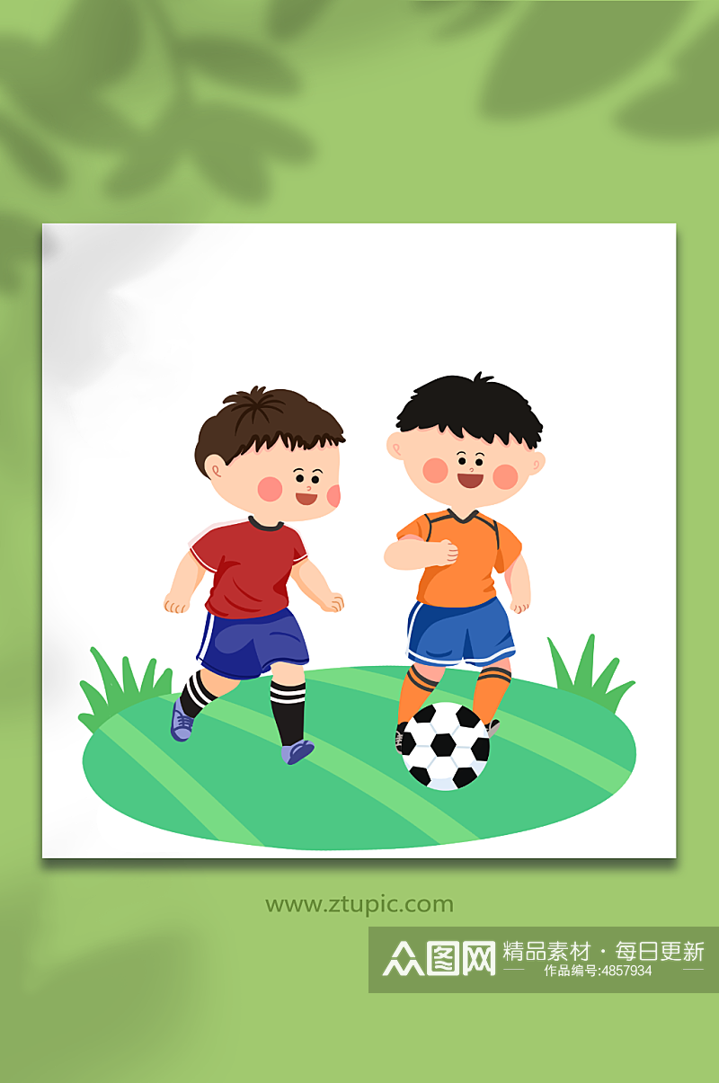 踢足球儿童运动人物元素插画素材