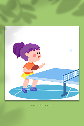 乒乓球可爱儿童运动人物元素插画
