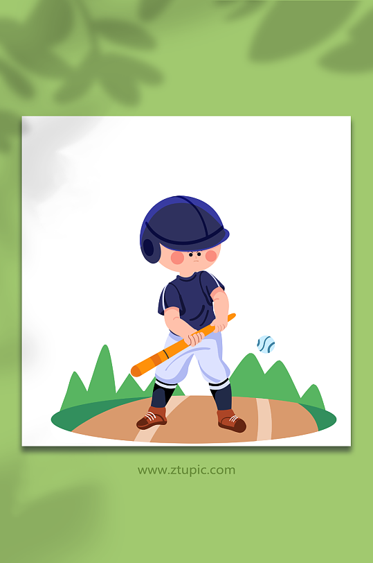 棒球击球儿童运动人物元素插画