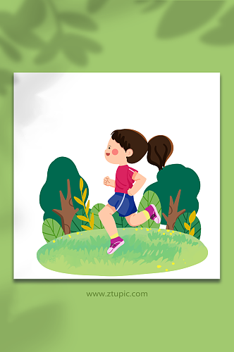 跑步儿童运动人物元素插画