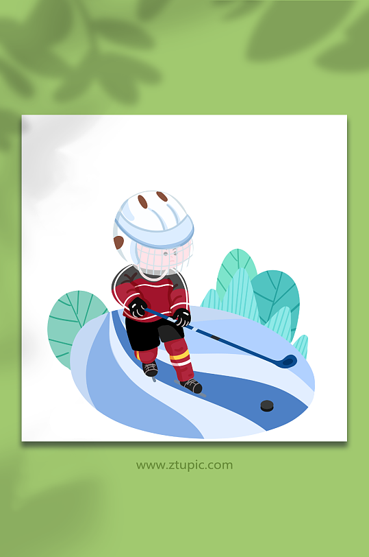 冰球儿童运动人物元素插画