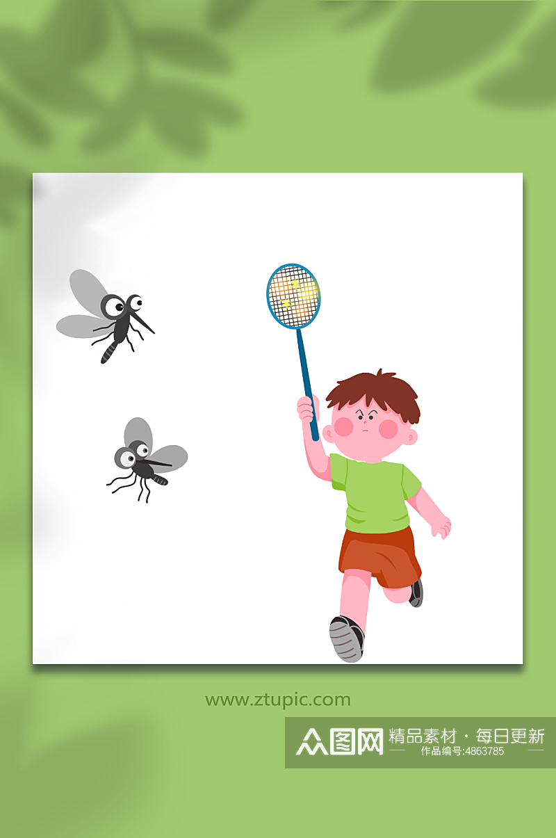 拍蚊子夏季防蚊叮咬驱虫人物元素插画素材