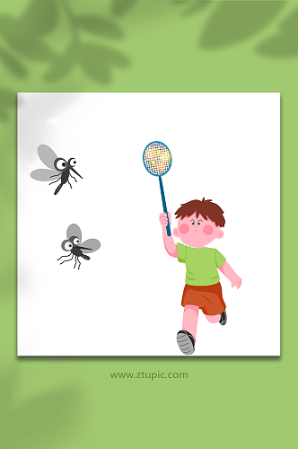拍蚊子夏季防蚊叮咬驱虫人物元素插画