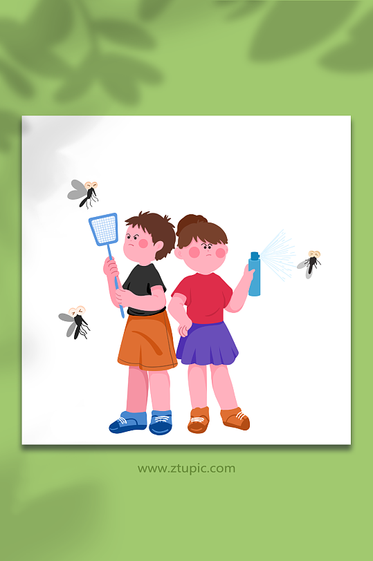 防蚊措施夏季预防蚊虫叮咬人物元素插画