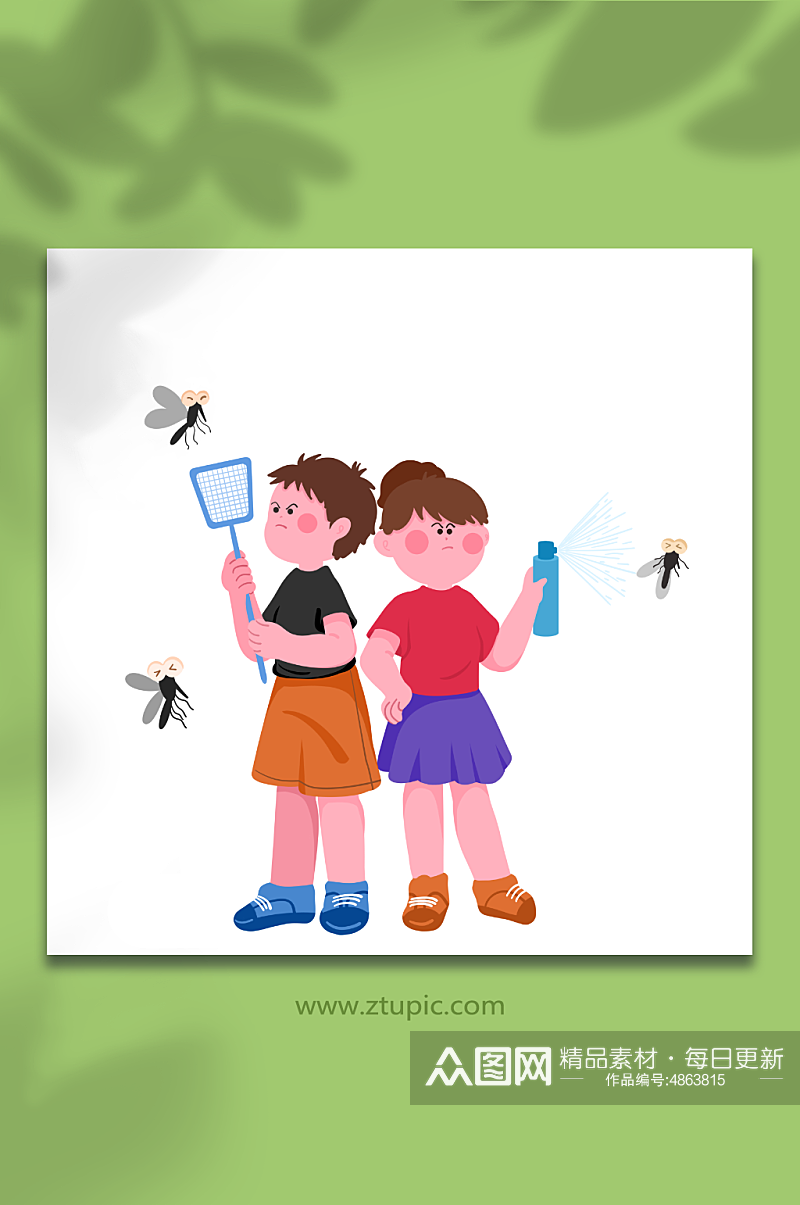 防蚊措施夏季预防蚊虫叮咬人物元素插画素材